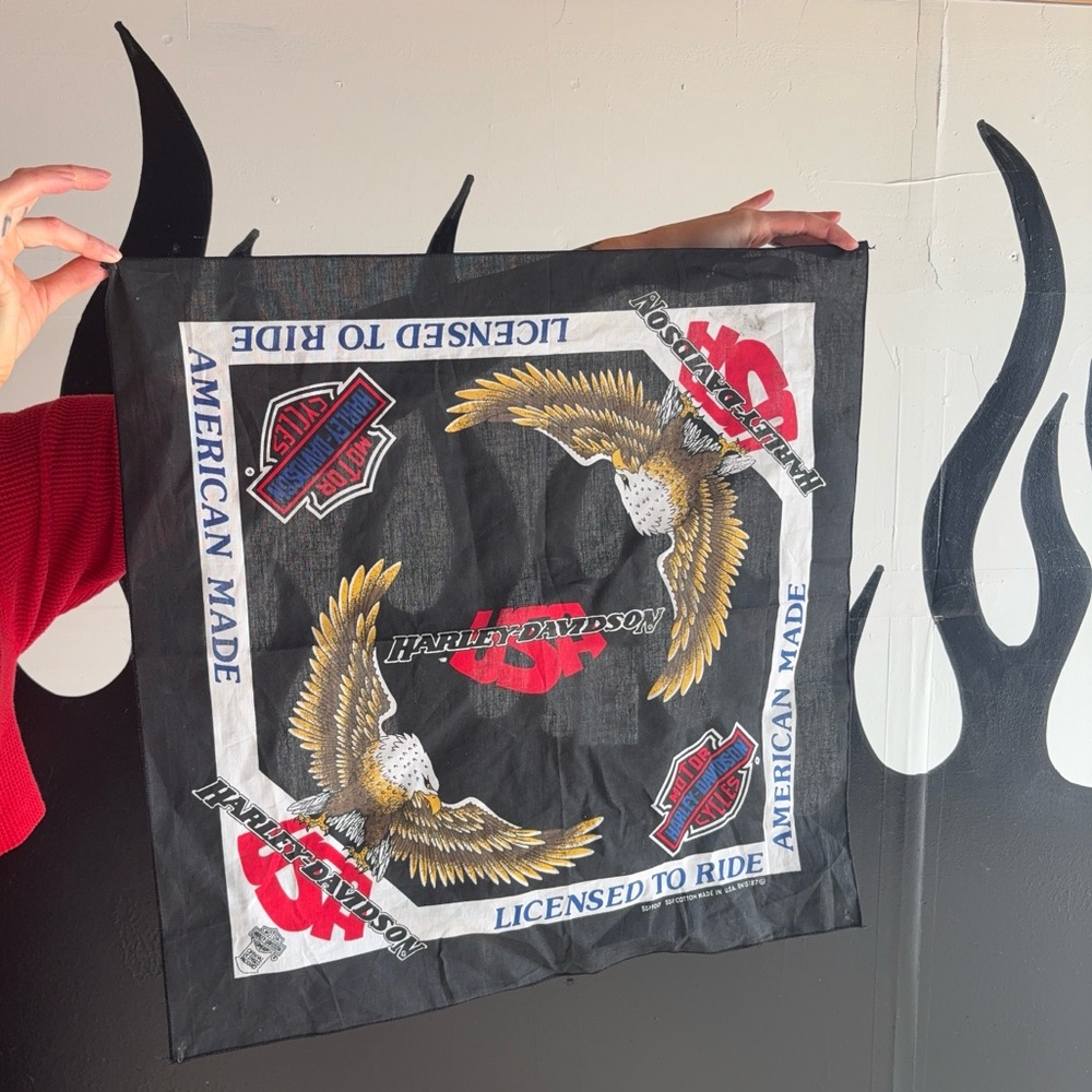 Harley-Davidson Black Bandana with Eagle and Red Accents